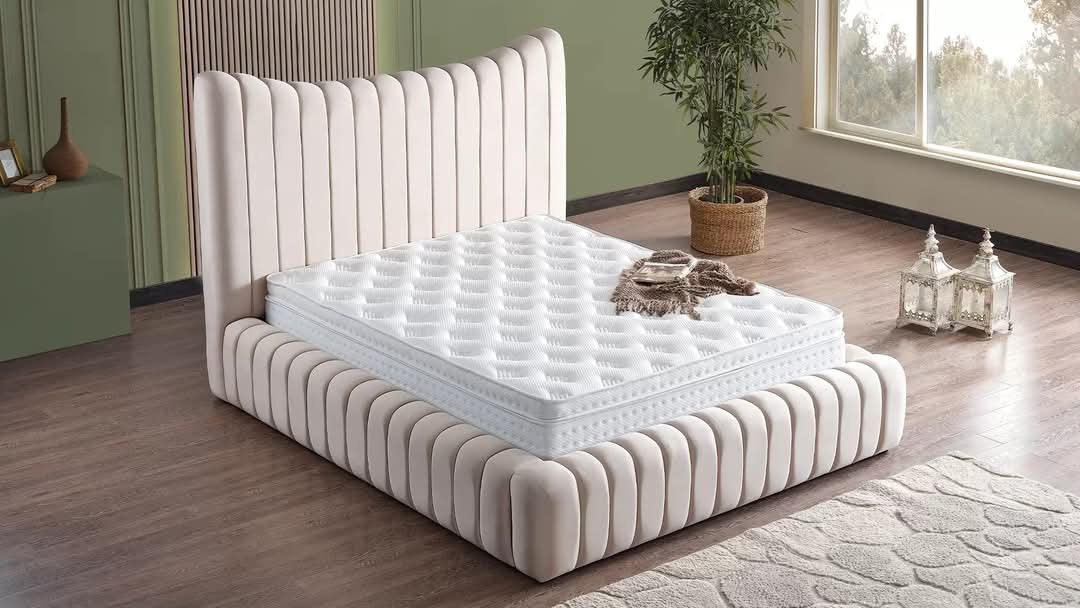 Bed Frame From Wood - U Shaped Linear Bed Frame With Mattress