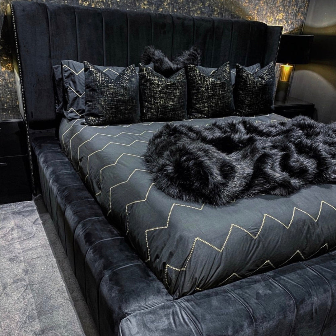 Black Bed Frame - Plush Velvet Ambassador Bed Frame