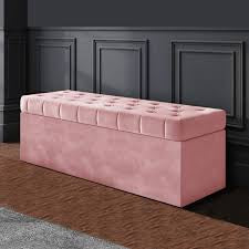 Chesterfield Blanket Box - Rose Velvet Blanket Box