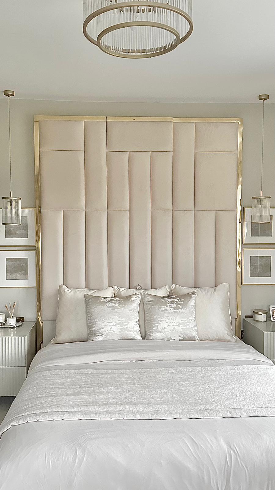 Double Bed Frames - Paneled Bed Frame With Mattress