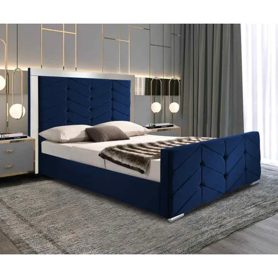 Double Bed with Storage - Mirror Headboard Bed Frame 3