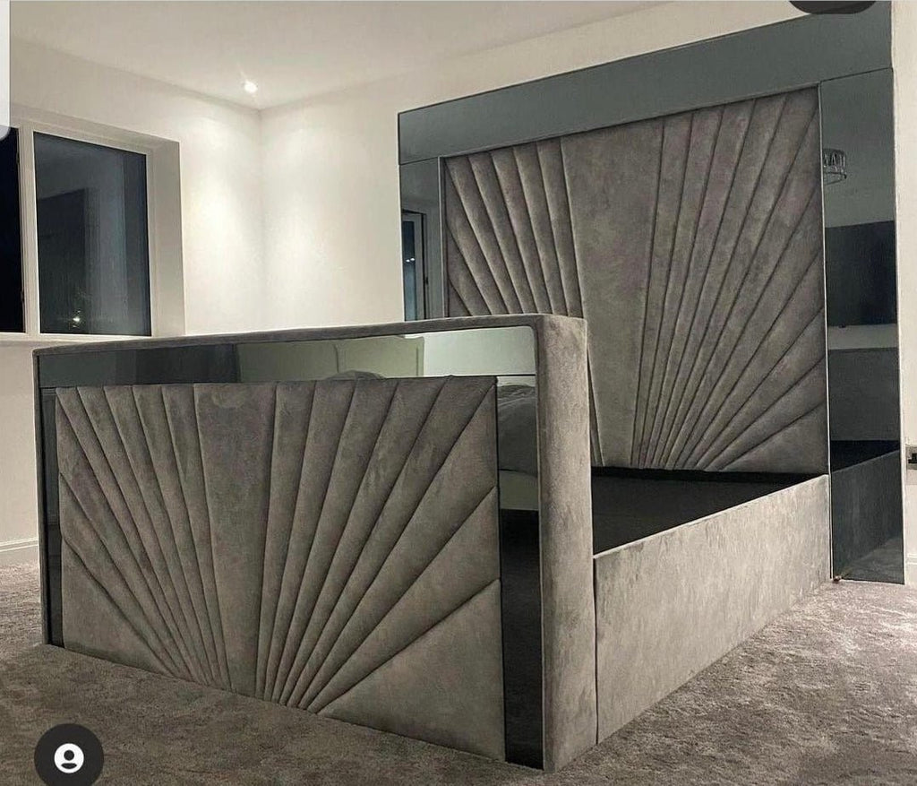 Bed Frame King Size - Luxury Sunrise Mirror Bed Frame
