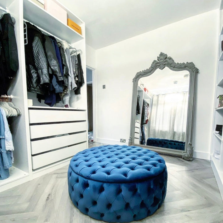 Posh round plush  foot stool