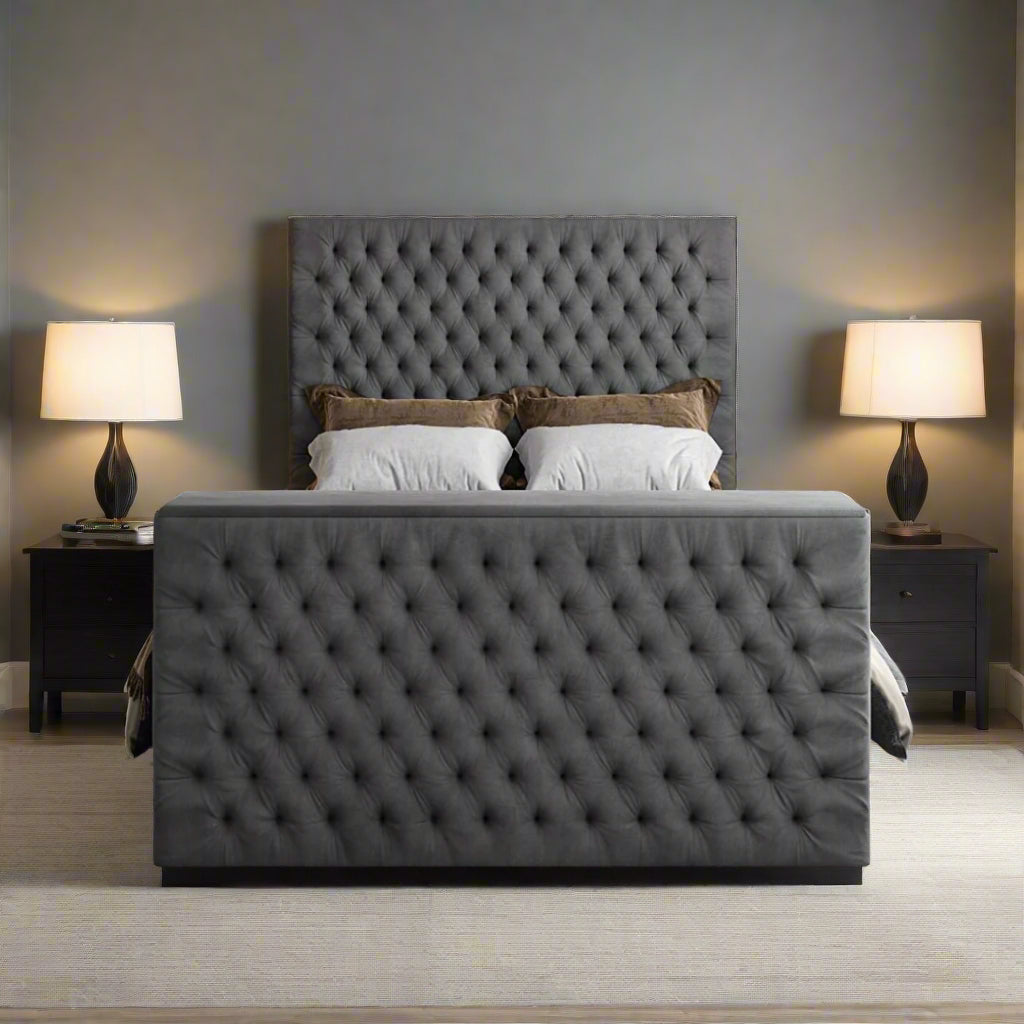 King Size Tv Bed -  Luxury Deep Tufted Tv Bed With Frame And Mattress