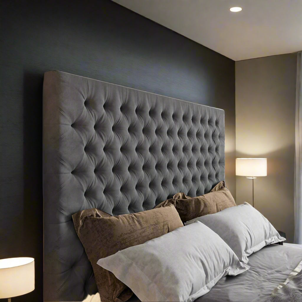 King Size Tv Bed -  Luxury Deep Tufted Tv Bed With Frame High Chesterfield Headboard