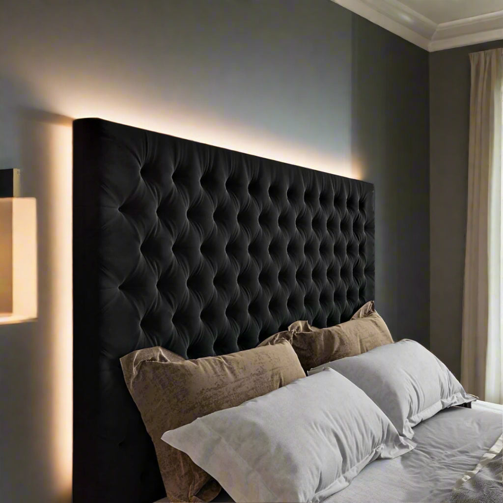 King Size Tv Bed -  Luxury Deep Tufted Tv Bed With Frame High Tufted Headboard