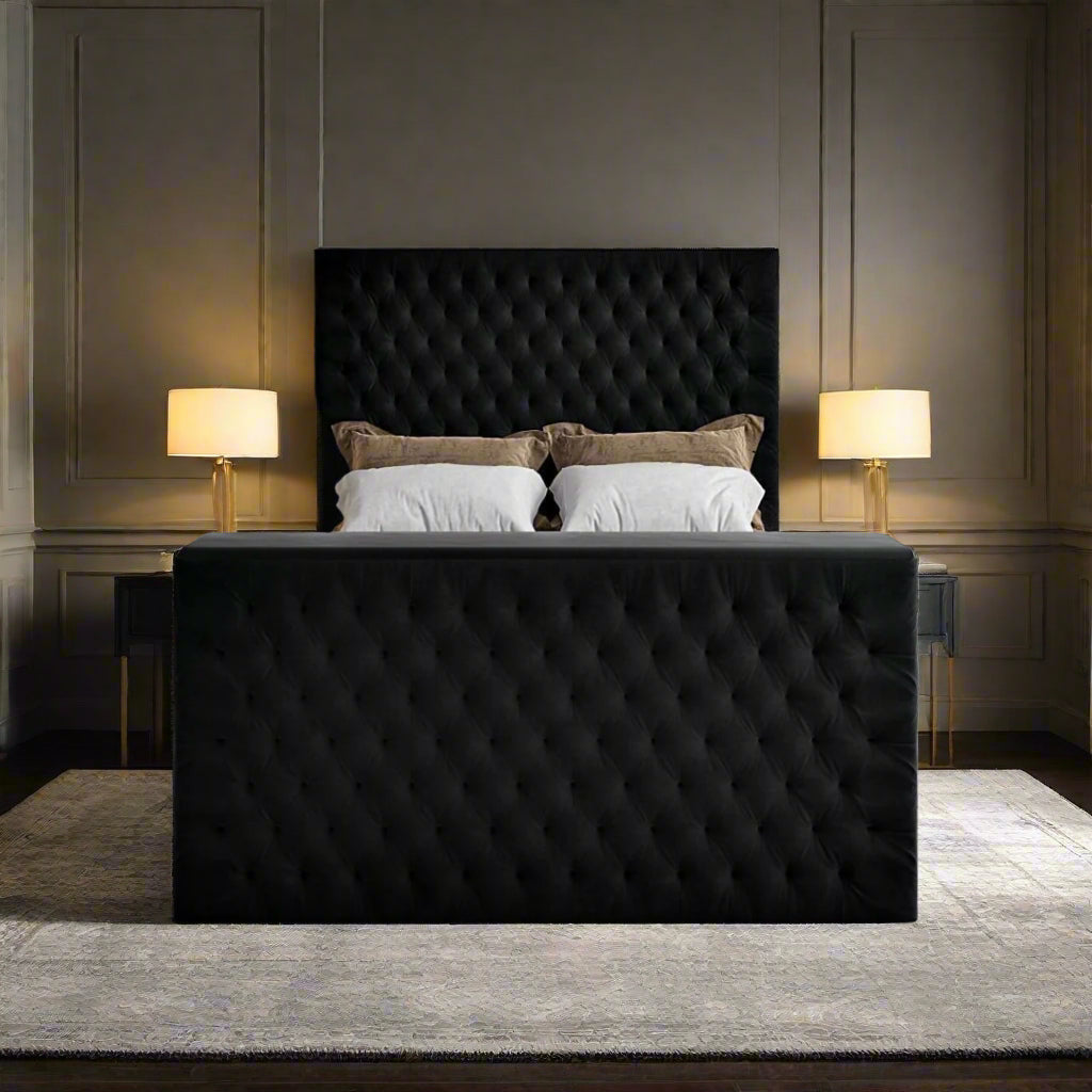 King Size Tv Bed -  Luxury Deep Tufted Tv Bed With Frame Mattress