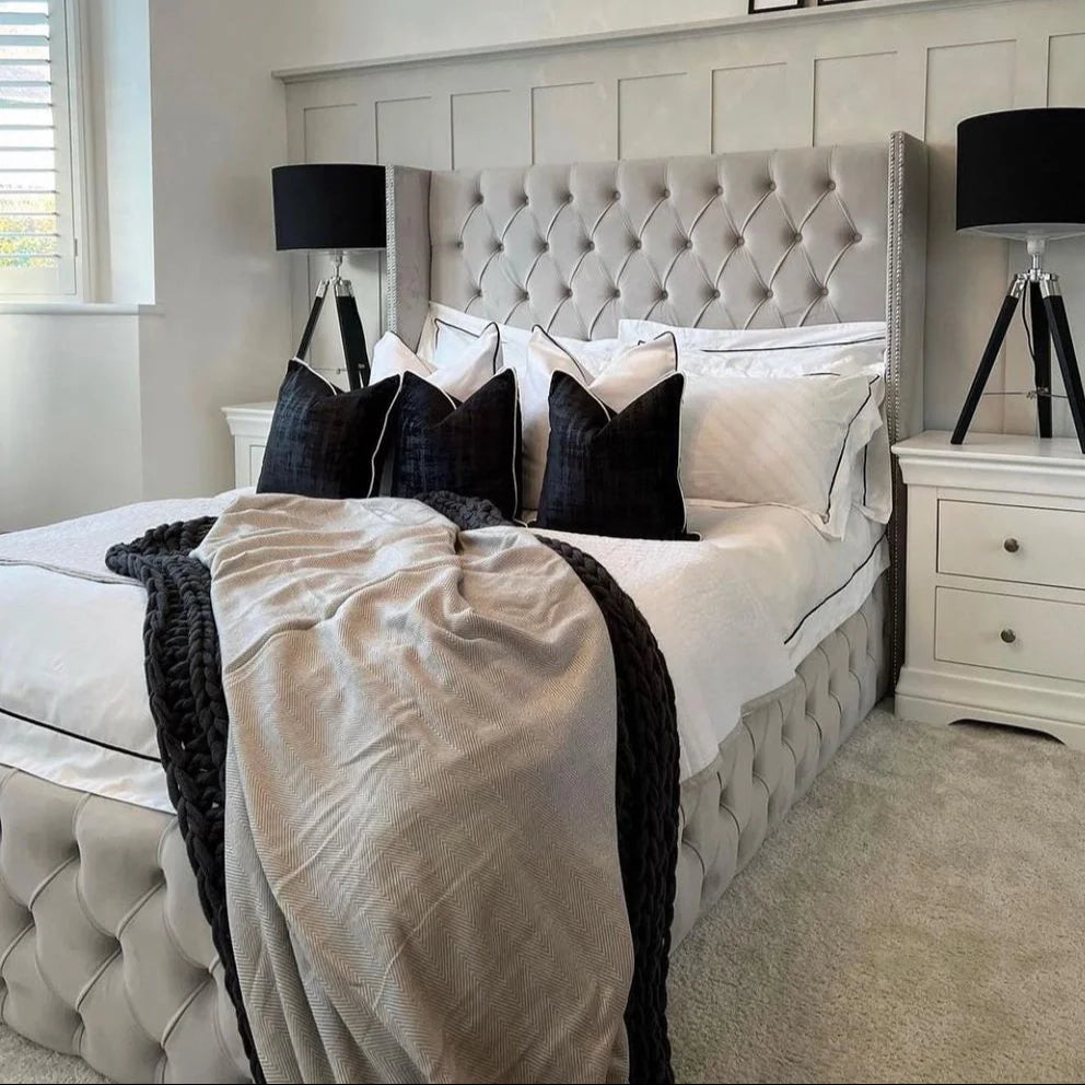 Kingsize Bed Frame - Chesterfield Ambassador Wingback Bed Frame With Storage