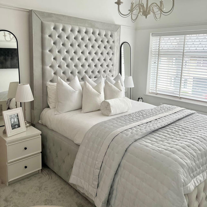 Small Double Bed Frame - High Headboard Chesterfield Bed