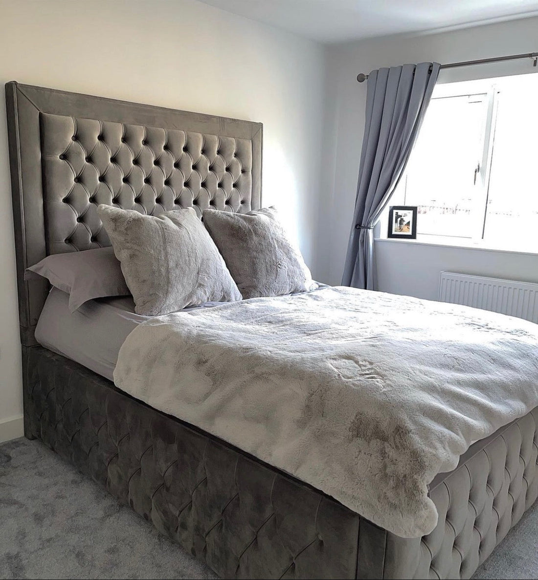 Small Double Bed Frame - High Headboard Chesterfield Bed Frame