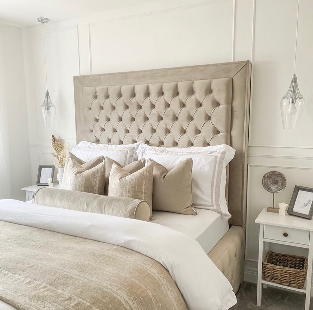 Small Double Bed Frame - High Headboard Chesterfield Bed With Frame