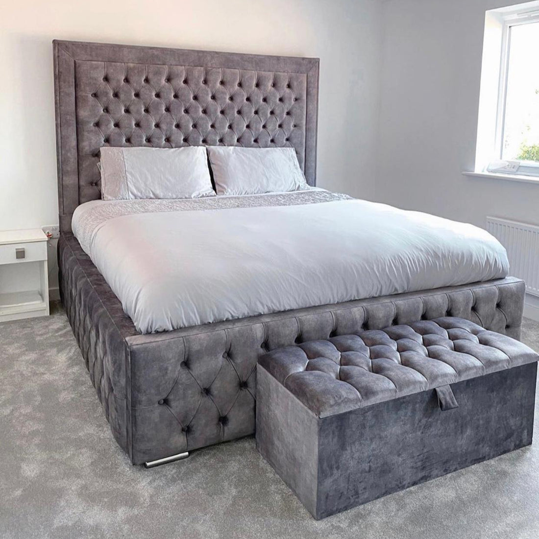 Small Double Bed Frame - High Headboard Chesterfield Bed With Frame And Mattress