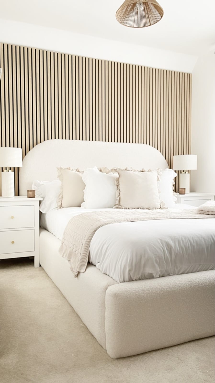 White Double Bed Frame - Teddy Fleece Fabric Bed With Frame
